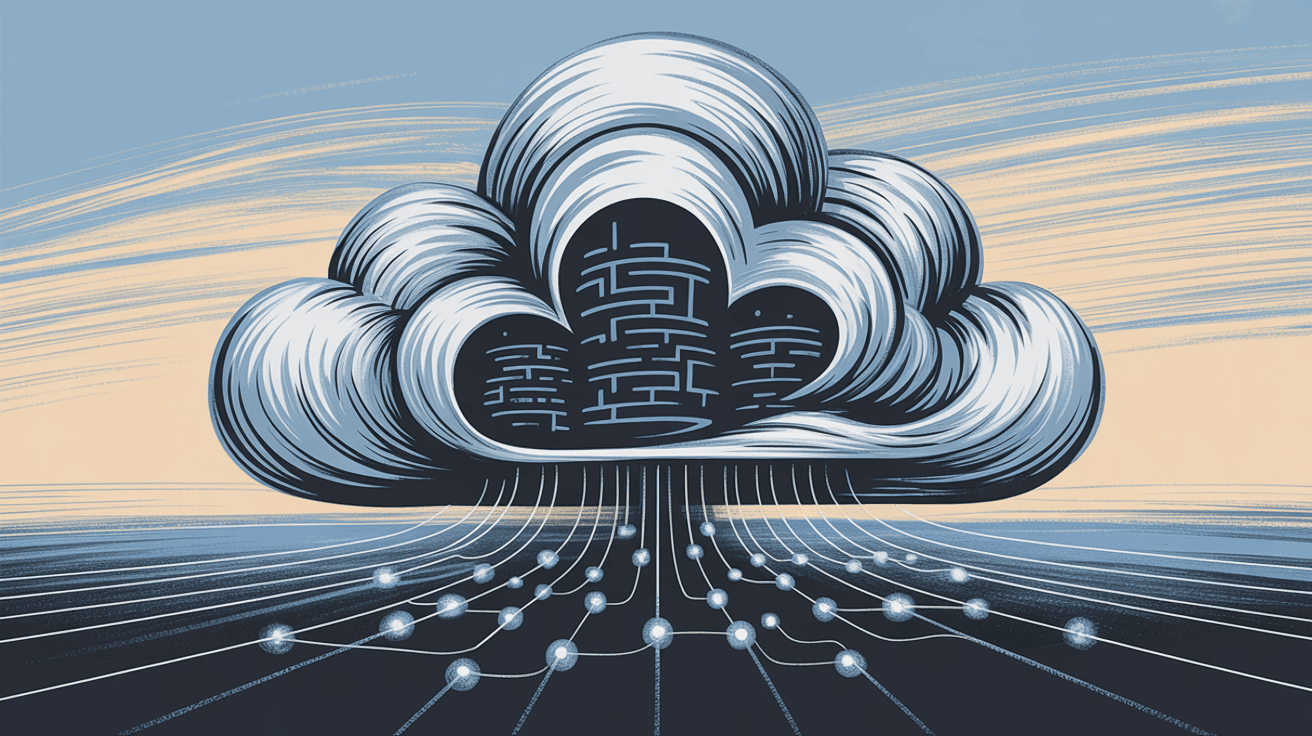 Cloud storage visualization showing storage capacity and file management